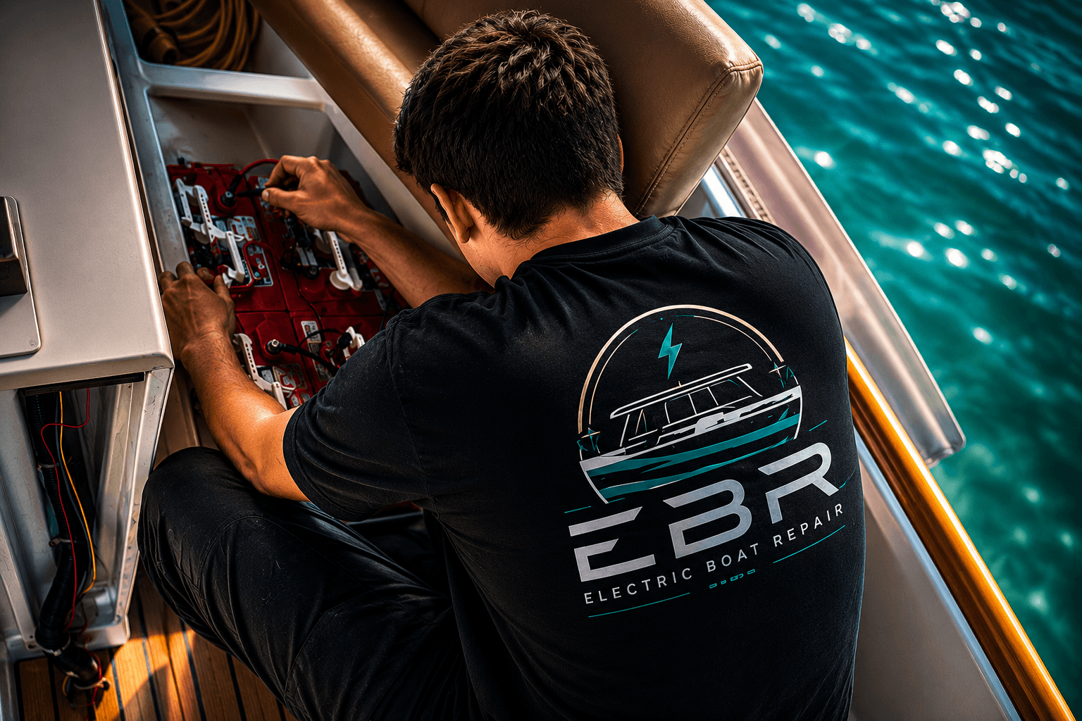 EBR Duffy lithium battery installation with marine electrical integration
