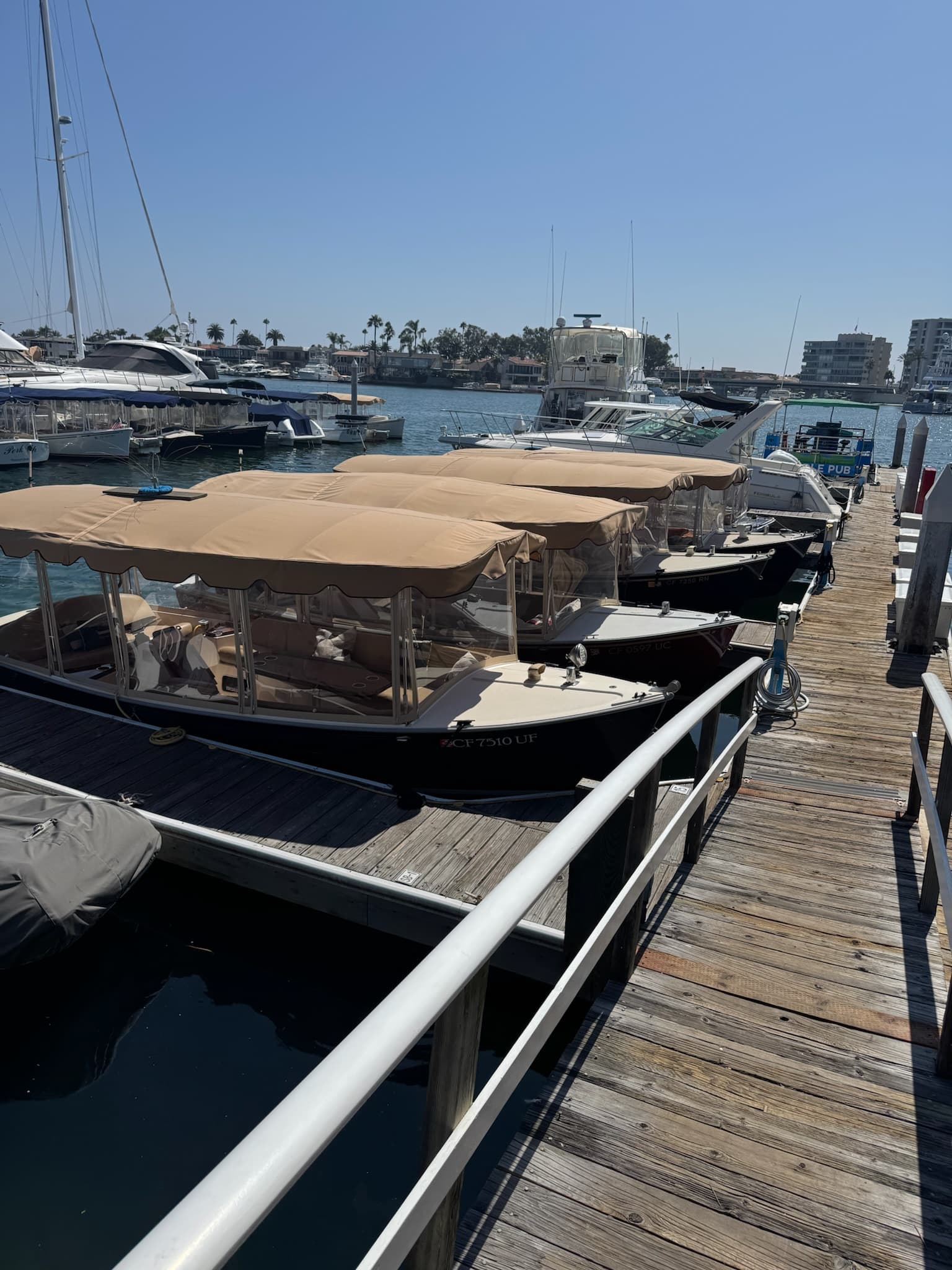 Custom electric boat canvas top in Newport Harbor